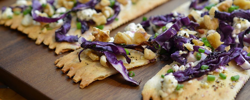 Red Cabbage And Goat Cheese Pizzantini with La Panzanella Croccantini crackers