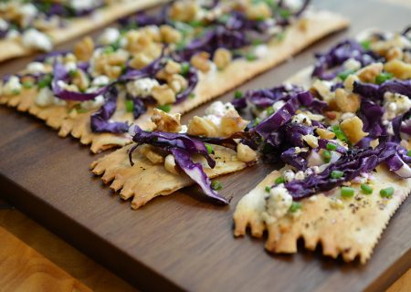 Red Cabbage And Goat Cheese Pizzantini with La Panzanella Croccantini crackers