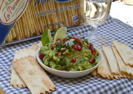 Pomegranate Guacamole with La Panzanella Croccantini crackers