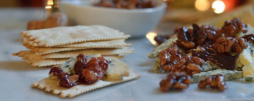 Port-Glazed Walnuts With Stilton with La Panzanella Croccantini crackers