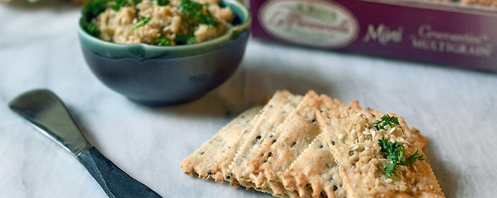 Roasted Cauliflower And Sesame Spread with La Panzanella Croccantini crackers