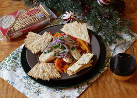 Slow-Roasted Cod With Bell Peppers And Capers with La Panzanella Croccantini crackers